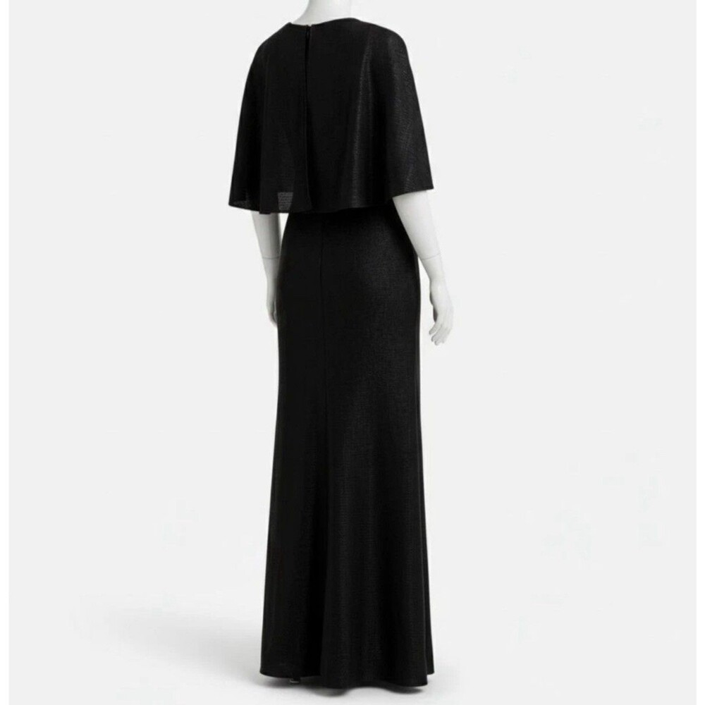 NEW Lauren Ralph Lauren Women's Black Twist-Front Cape-Overlay Gown Dress Sz 10 - Picture 2 of 7